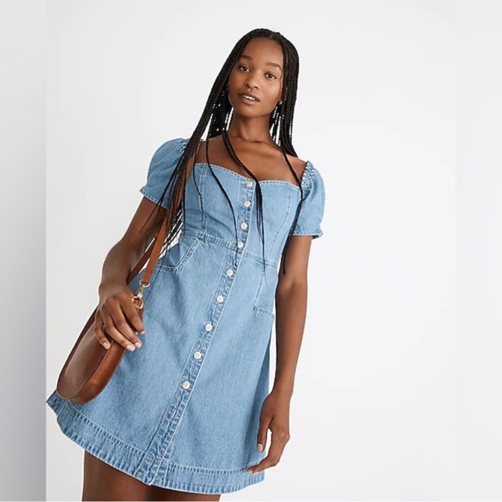 Madewell Puff Sleeve Mini Denim Dress